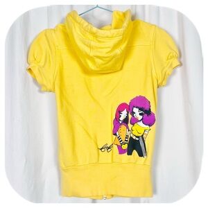 VTG Y2k Adidas X FAFI limited run  Yellow Short Puff Sleeve Hoodie Vest XS